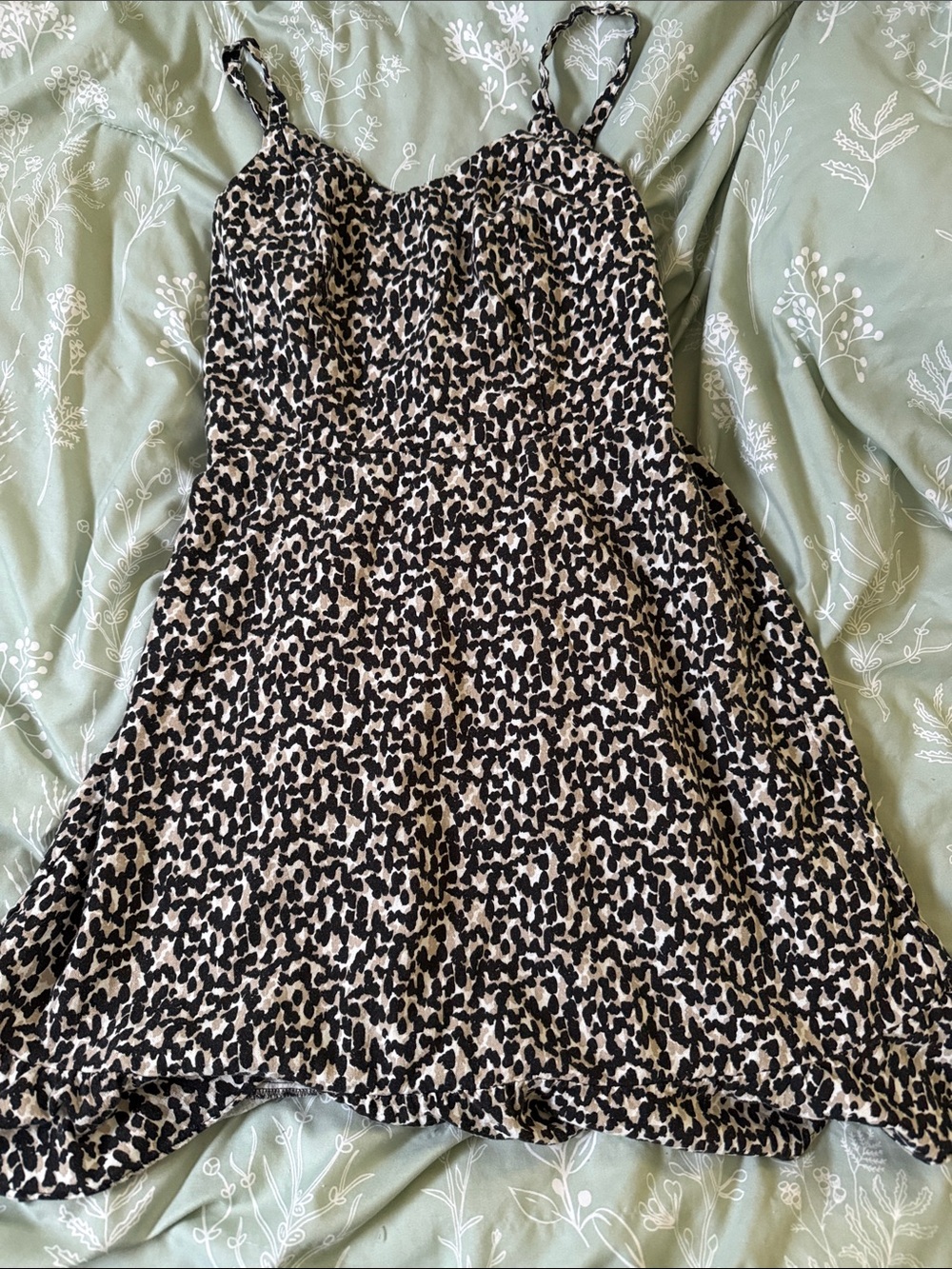 Old Navy Black and Cream Leopard Print Mini Dress